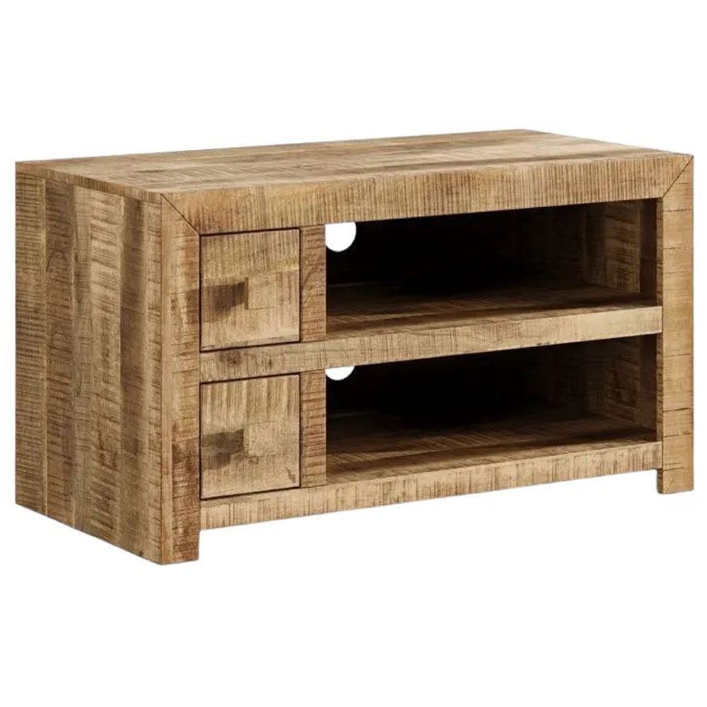 Product photograph of Dakota Mango Wood Tv Unit Indian Light Natural Rustic Finish Small Cabinet 90cm Stand Upto 32in Plasma Tv from Choice Furniture Superstore.
