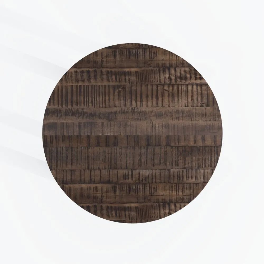Product photograph of Clearance - Dakota Mango Wood Dining Table Indian Dark Walnut Rustic Finish 120cm Round Top Seats 4 Diners from Choice Furniture Superstore.