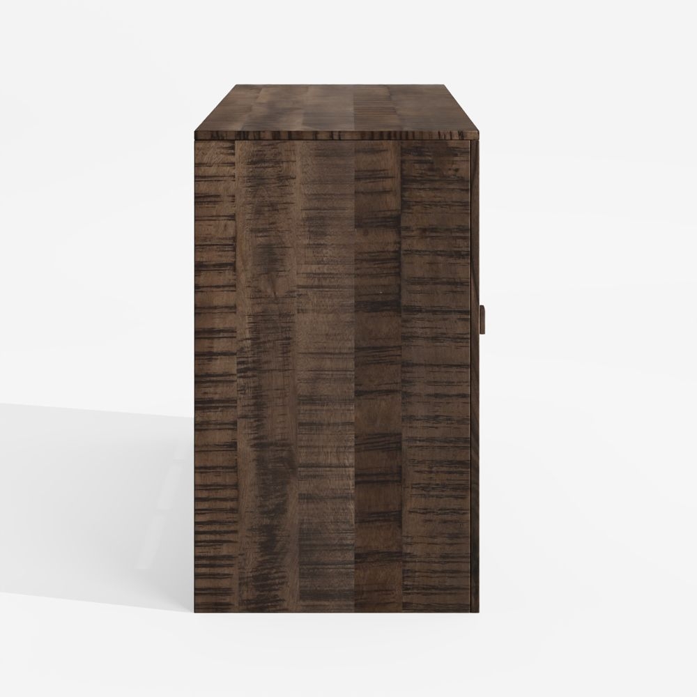 Dakota Mango Wood Sideboard, Indian Dark Walnut Rustic Finish, 135cm