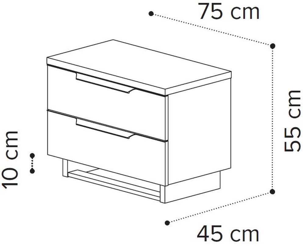 Product photograph of Camel Kimera Night White Italian 2 Drawer Large Bedside Cabinet from Choice Furniture Superstore.