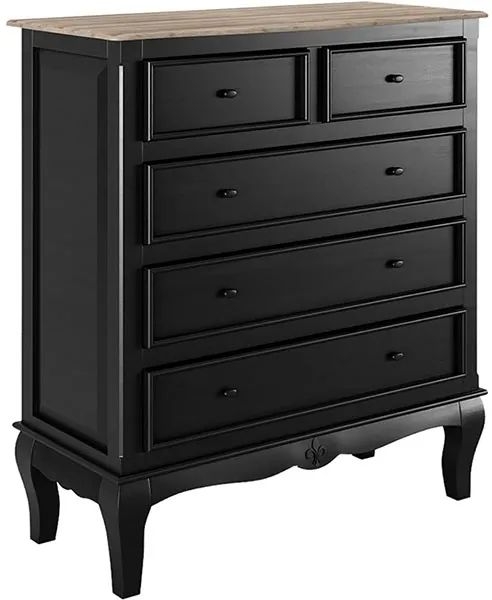 Product photograph of Clearance - Fleur French Style Black 2 3 Drawer Chest - Made In Solid Mango Wood from Choice Furniture Superstore.