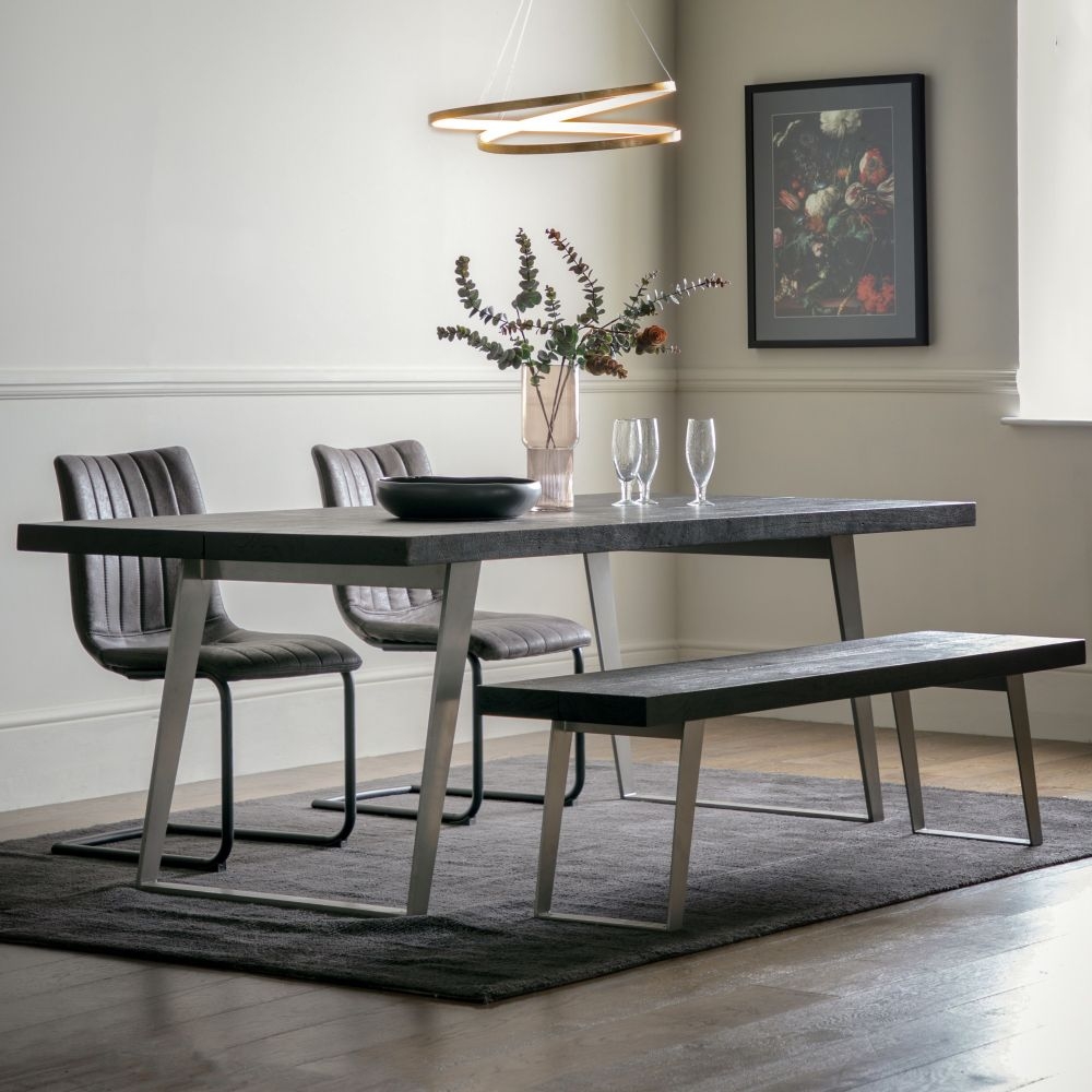 Product photograph of Newington Acacia Black Large Dining Bench from Choice Furniture Superstore.