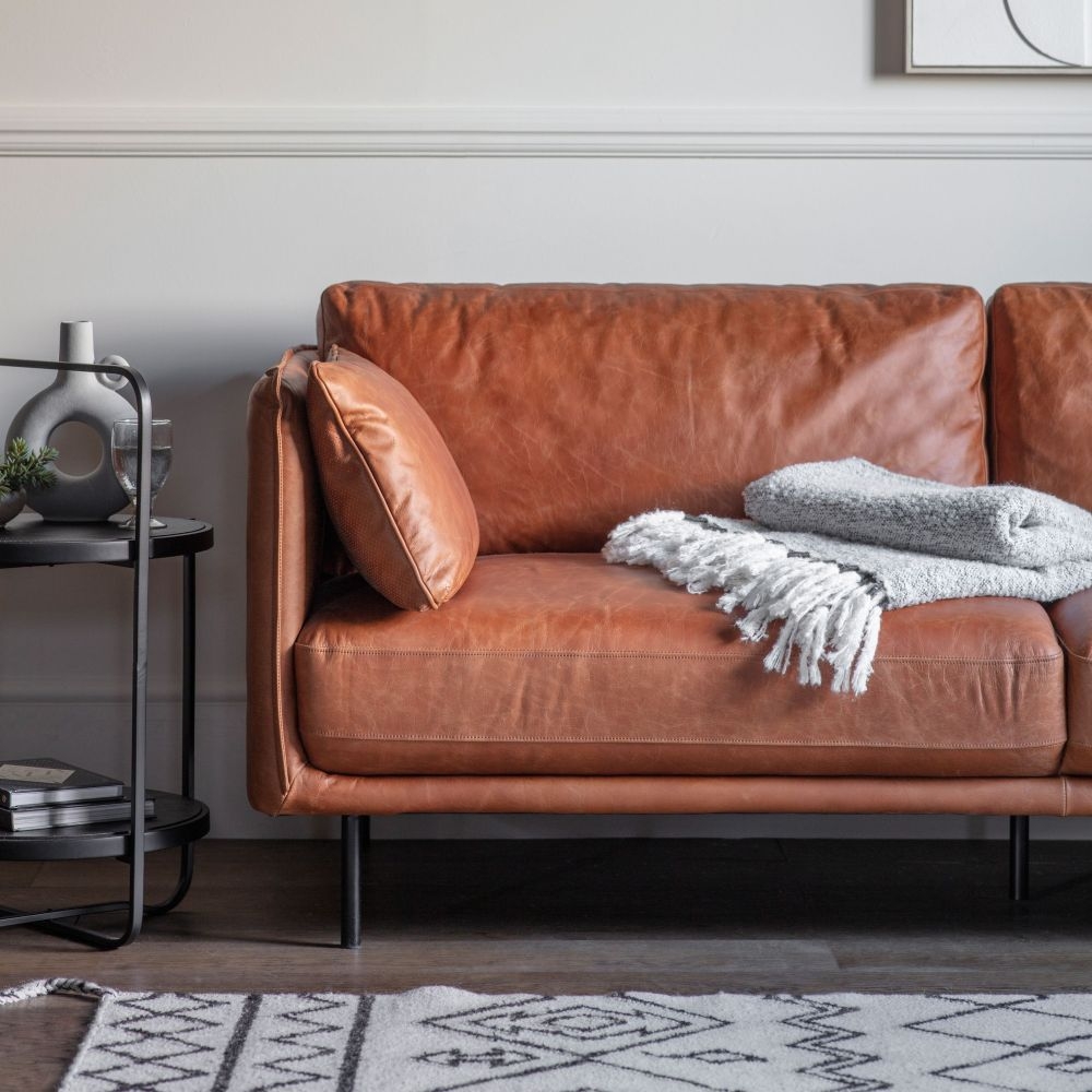 Product photograph of Perth Brown Leather 2 Seater Sofa from Choice Furniture Superstore.