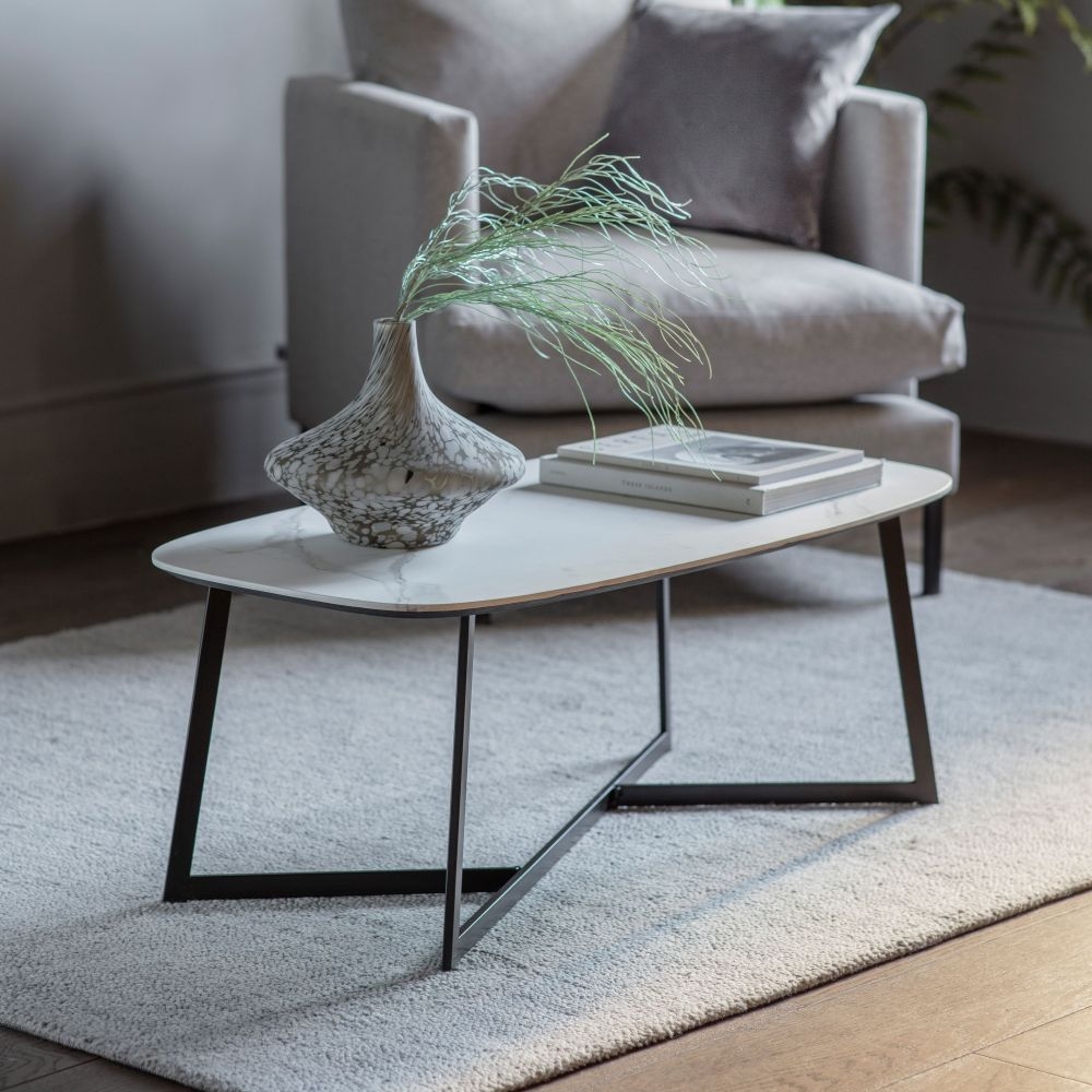 Product photograph of Arkansas Coffee Table - Comes In White Marble Effect And Natural Oak Effect Options from Choice Furniture Superstore.