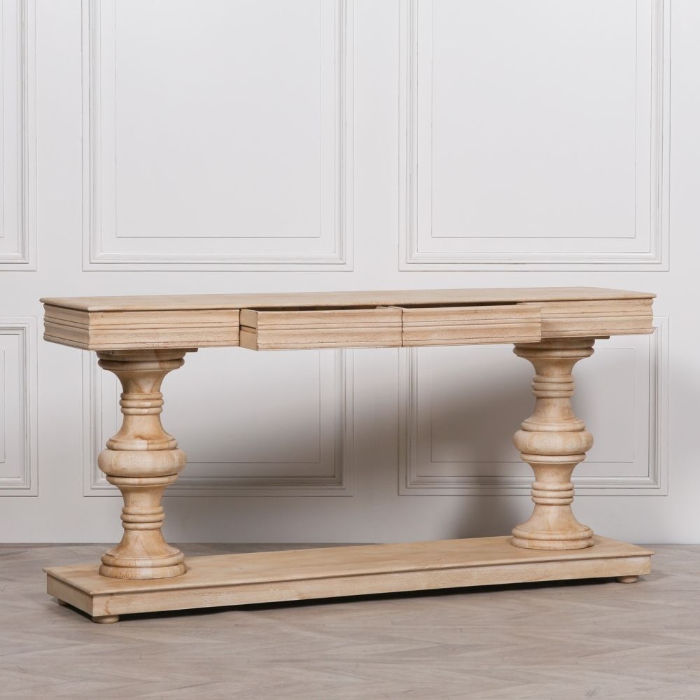 Product photograph of Mango Wood 2 Drawer Console Table from Choice Furniture Superstore.