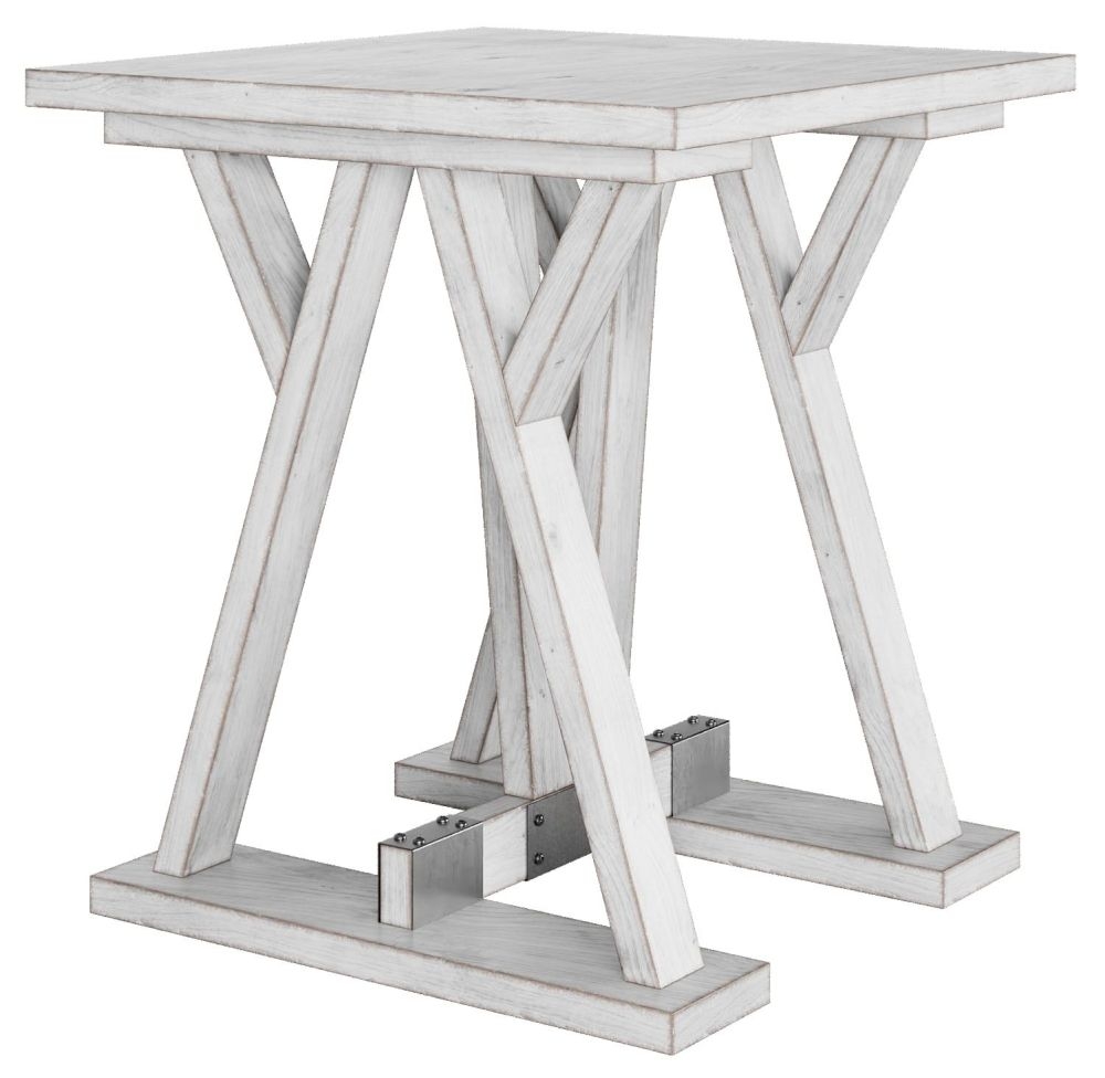 Product photograph of Clearance - Farmhouse Mango Wood White Washed Trestle Side Table from Choice Furniture Superstore.