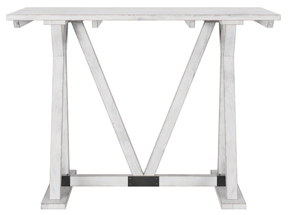 Product photograph of Clearance - Farmhouse Mango Wood White Washed Trestle Console Table from Choice Furniture Superstore.
