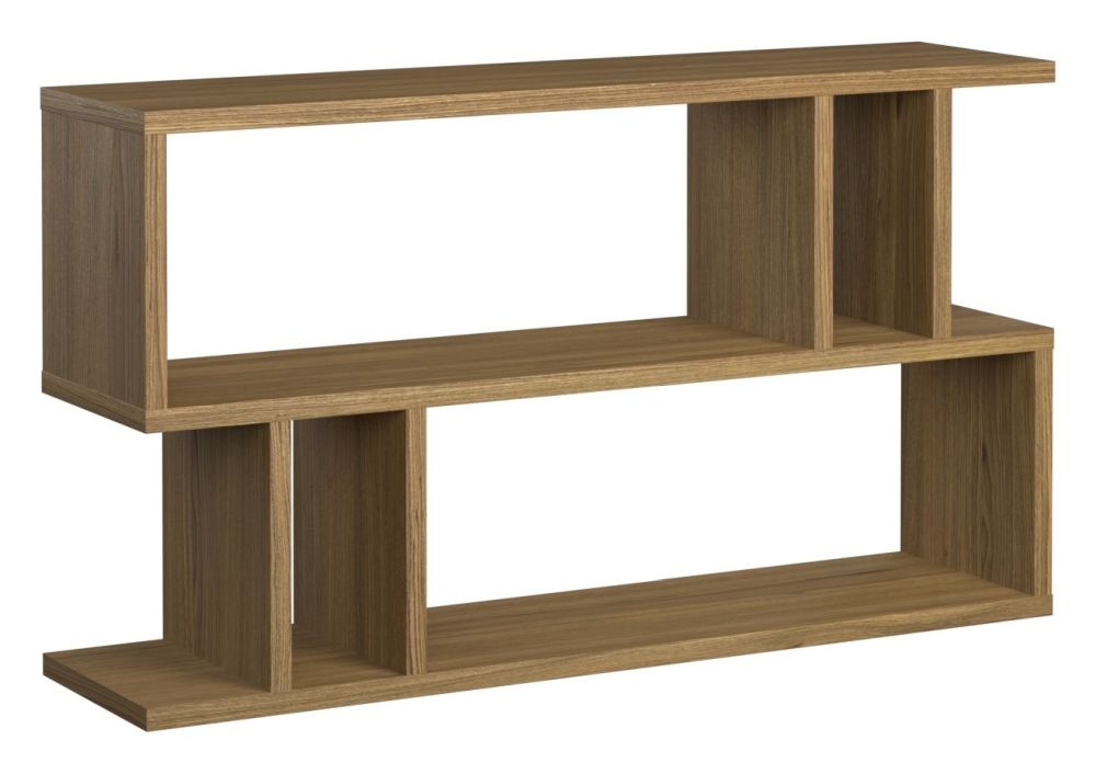 Product photograph of Regal Geometric Low Shelving Unit - Comes In Concrete Natural Walnut Options from Choice Furniture Superstore.