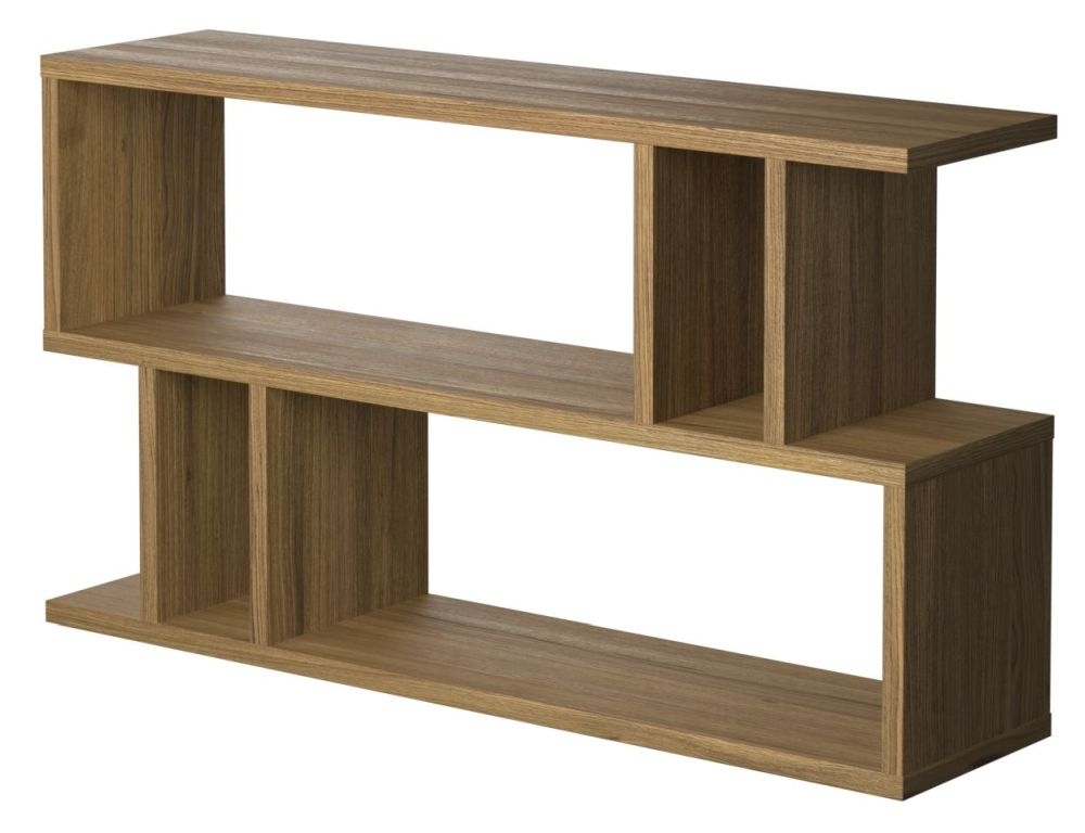 Product photograph of Regal Geometric Low Shelving Unit - Comes In Concrete Natural Walnut Options from Choice Furniture Superstore.