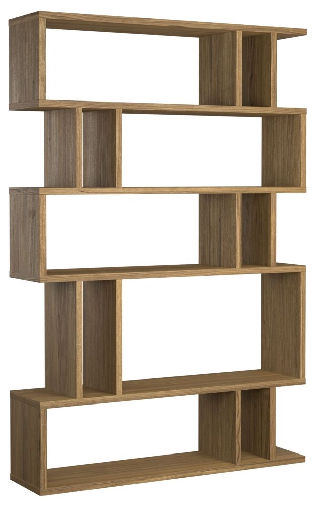 Product photograph of Regal Geometric Open Tall Shelving Unit - Comes In Concrete Natural Walnut Options from Choice Furniture Superstore.