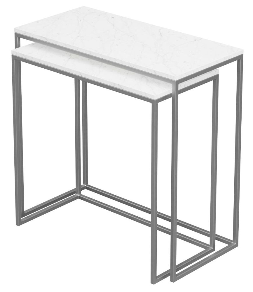 Product photograph of Camden White Marble Nest Of 2 Tables from Choice Furniture Superstore.