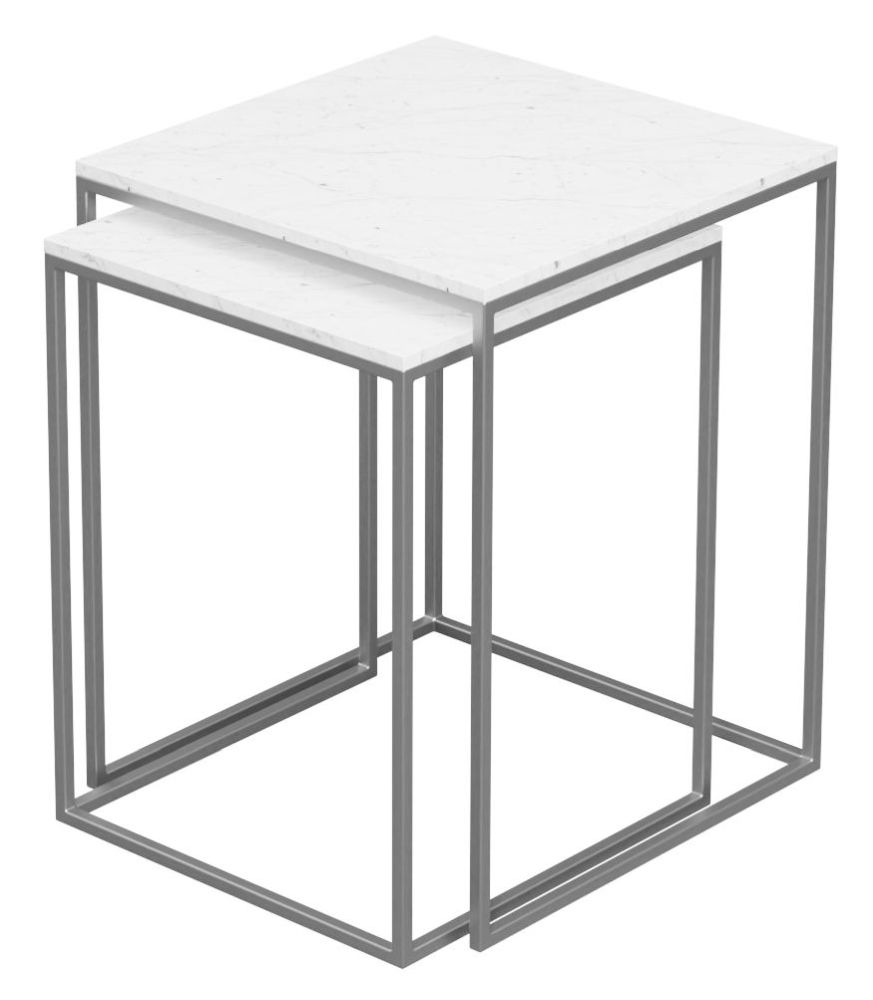 Product photograph of Camden White Marble Square Nest Of 2 Tables from Choice Furniture Superstore.