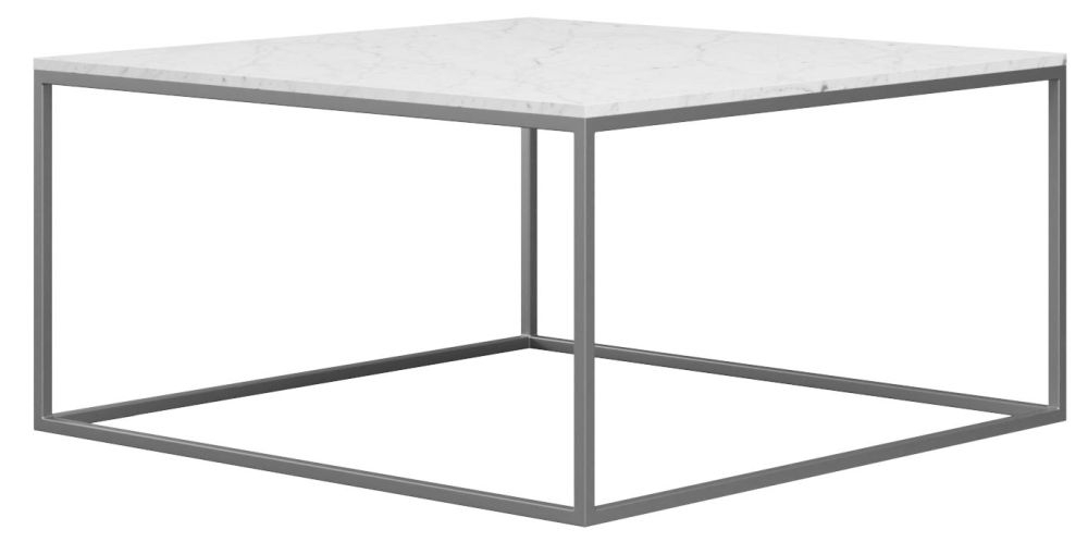 Product photograph of Camden White Marble Square Coffee Table from Choice Furniture Superstore.