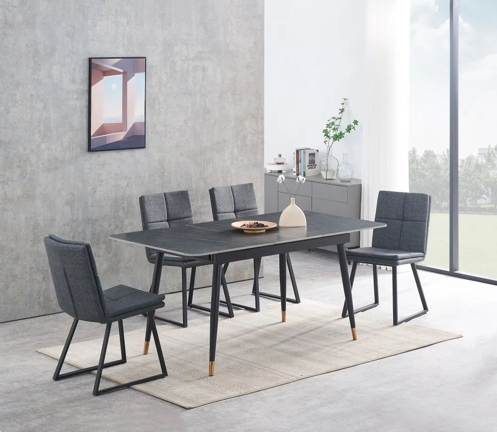 Product photograph of Knightsbridge Ceramic Top 4-6 Seater Extending Dining Table - 130cm-170cm from Choice Furniture Superstore.