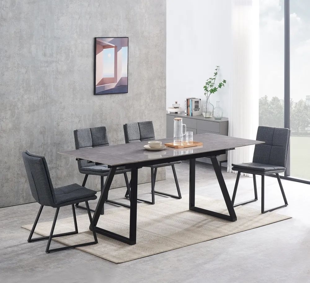 Product photograph of Charlton Grey Ceramic Top 4-6 Seater Extending Dining Table - 140cm-200cm from Choice Furniture Superstore.