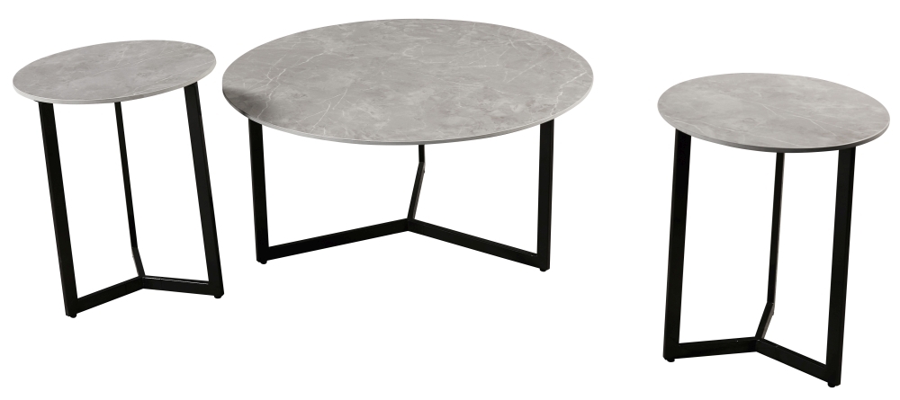 Product photograph of Dalston Grey Ceramic Top Coffee Table And Side Table Set from Choice Furniture Superstore.