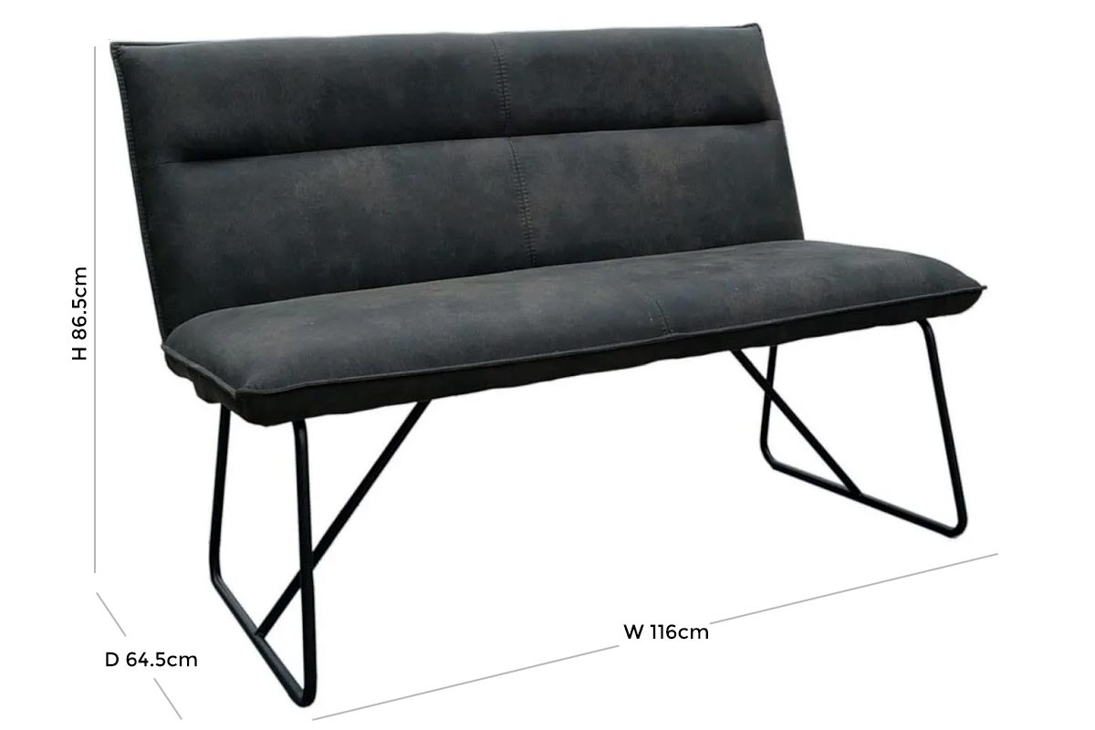 Product photograph of Larson Grey Leather Bench With Back from Choice Furniture Superstore.