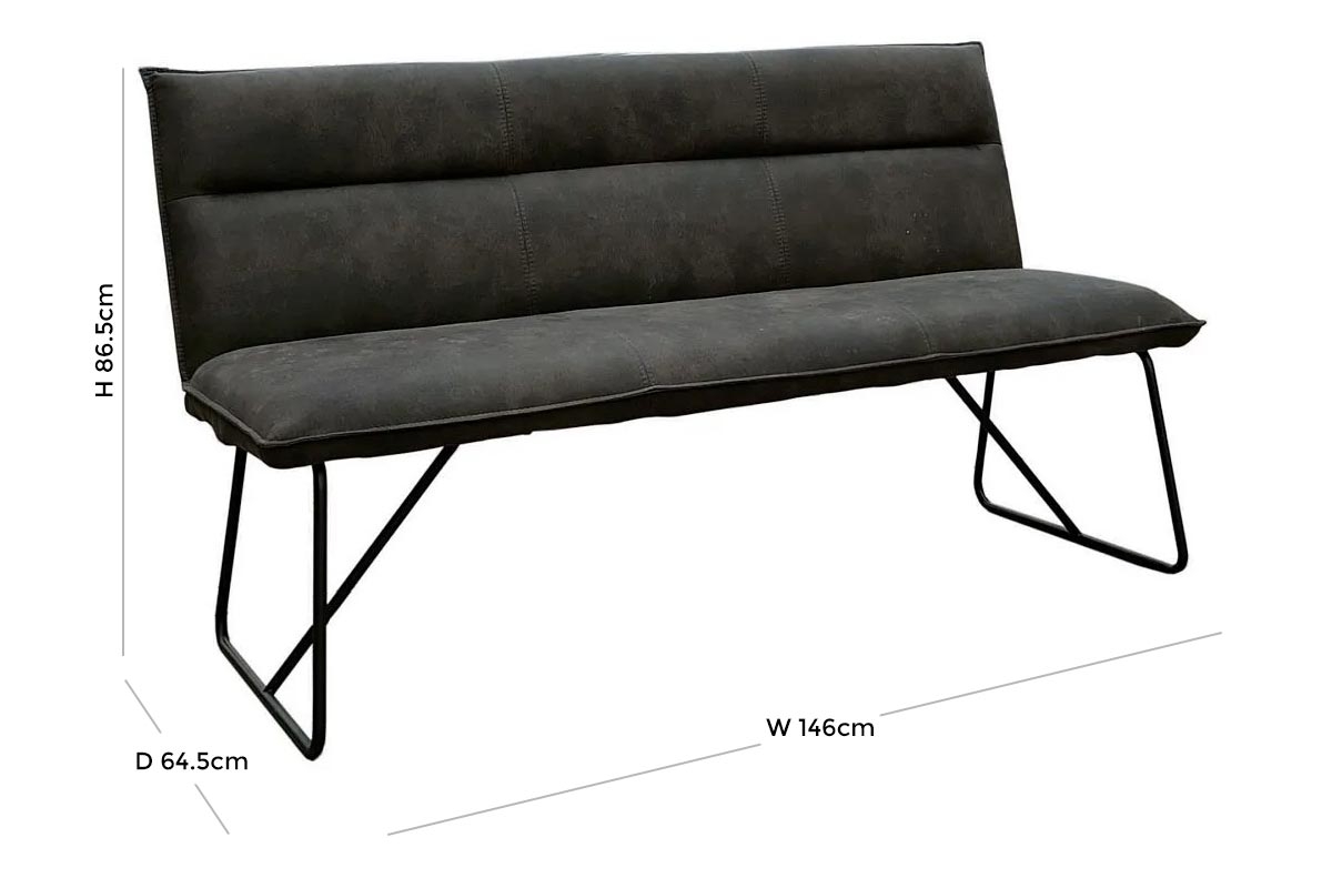 Product photograph of Larson Grey Leather Large Bench With Back from Choice Furniture Superstore.