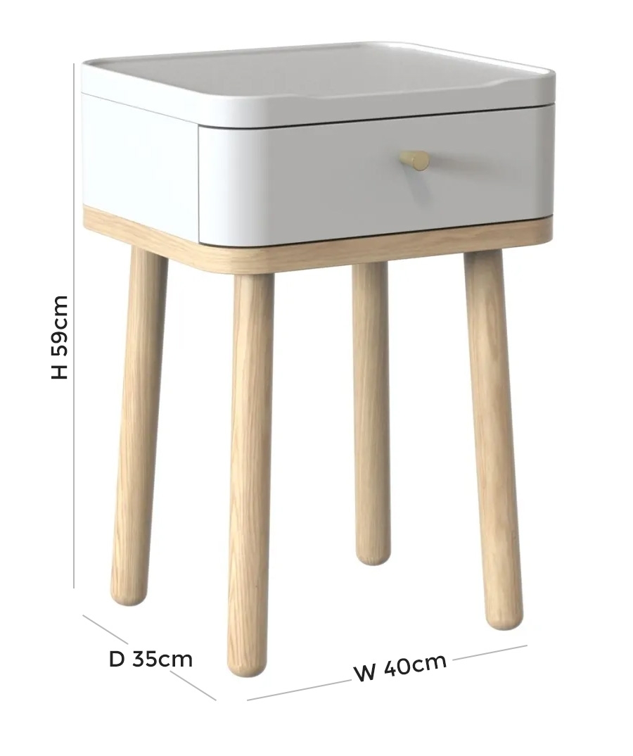 Product photograph of Tch Trua 1 Drawer Curved Bedside Cabinet - Oak And White Painted from Choice Furniture Superstore.