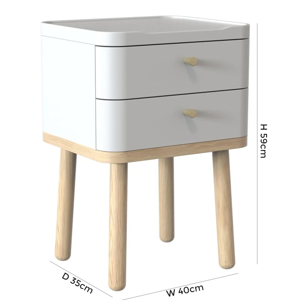 Product photograph of Tch Trua 2 Drawer Curved Bedside Cabinet - Oak And White Painted from Choice Furniture Superstore.