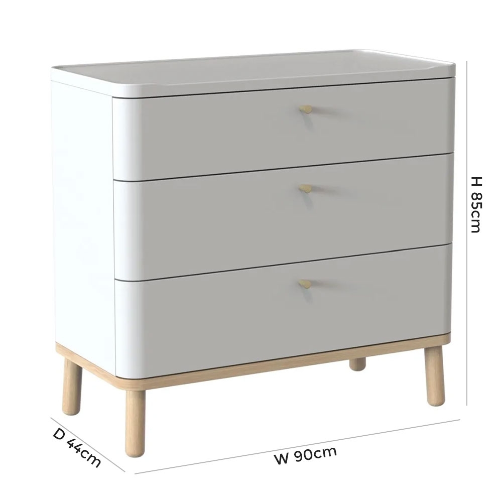 Product photograph of Tch Trua 3 Drawer Curved Chest Standard - Oak And White Painted from Choice Furniture Superstore.