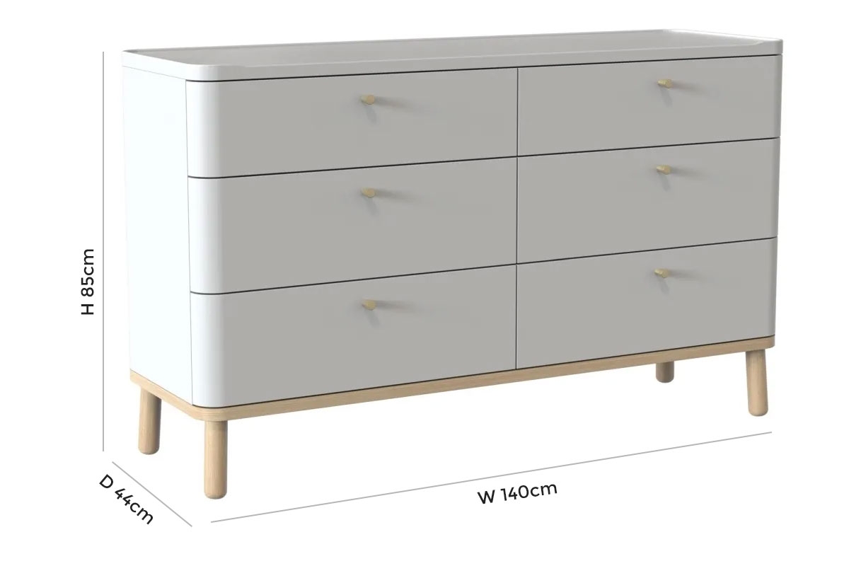 Product photograph of Tch Trua 3 3 Drawer Curved Wide Chest - Oak And White Painted from Choice Furniture Superstore.