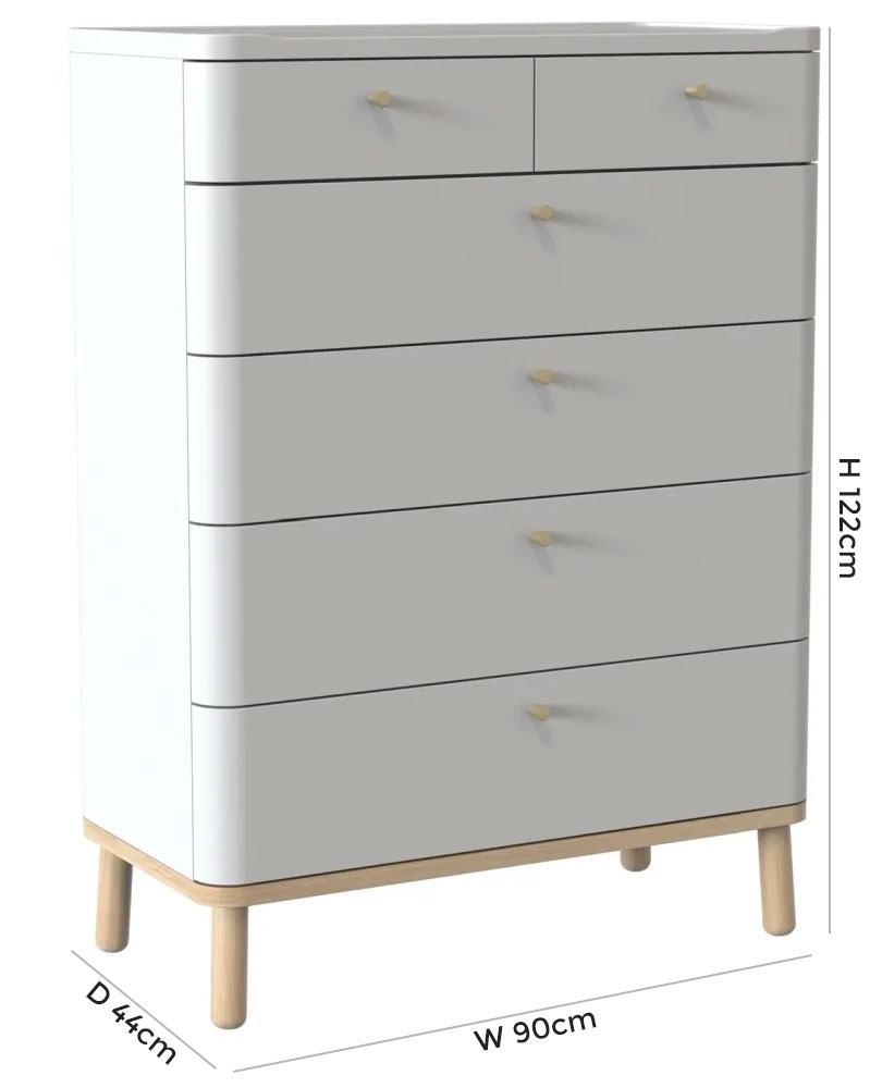 Product photograph of Tch Trua 4 2 Drawer Curved Large Chest - Oak And White Painted from Choice Furniture Superstore.
