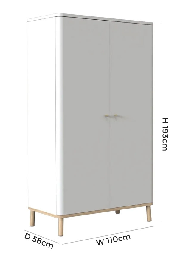 Product photograph of Tch Trua 2 Door Curved Wardrobe - Oak And White Painted from Choice Furniture Superstore.