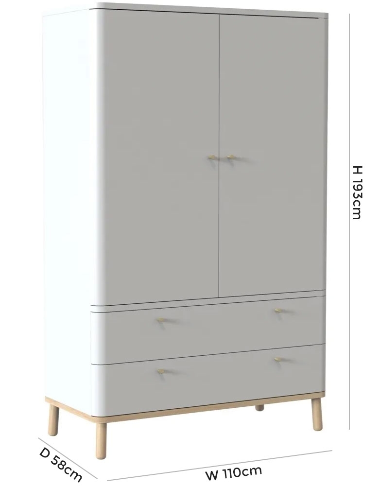 Product photograph of Tch Trua 2 Door 2 Drawer Curved Wardrobe - Oak And White Painted from Choice Furniture Superstore.
