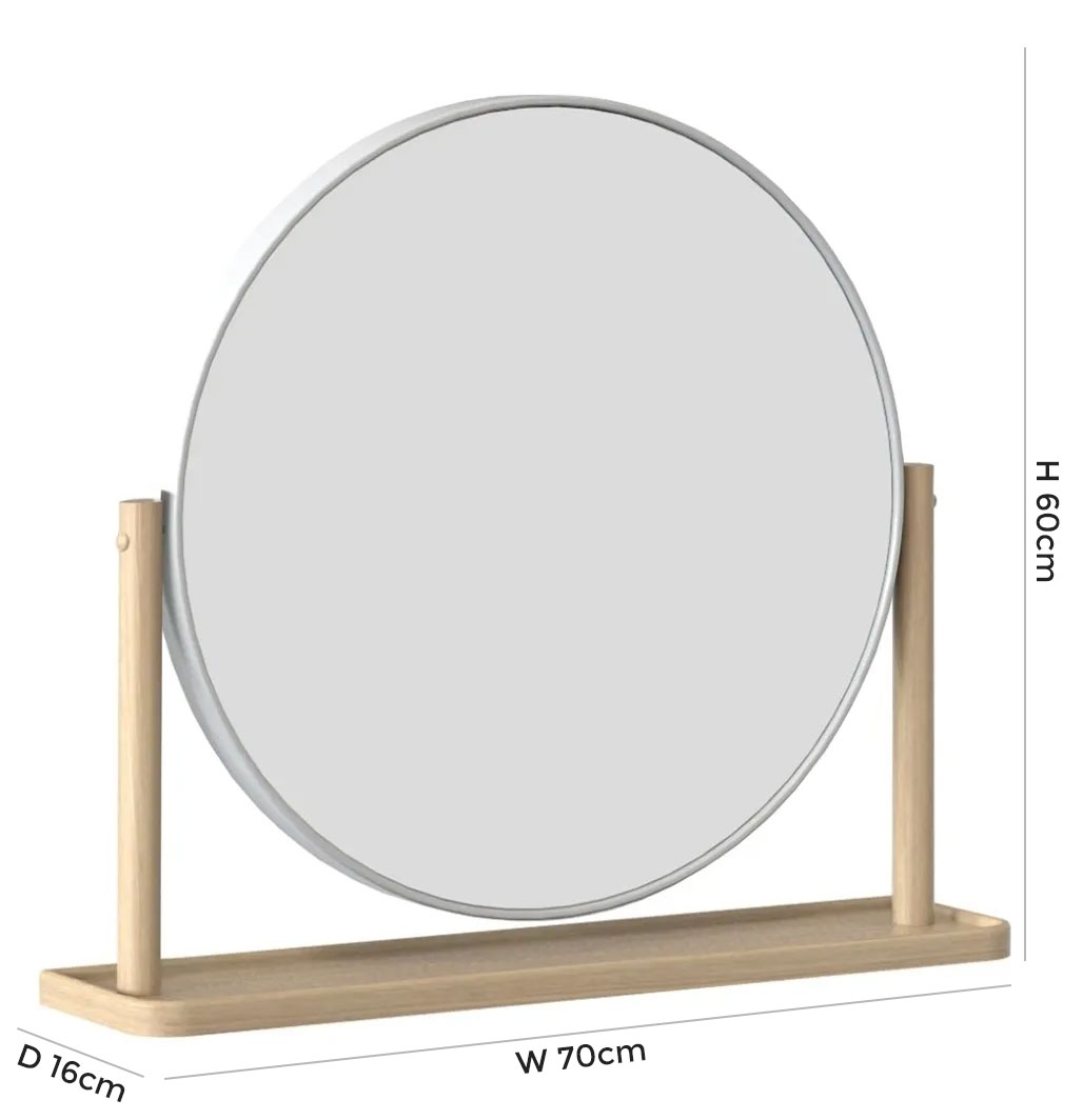 Product photograph of Tch Trua Round Dressing Table Mirror - Oak And White Painted from Choice Furniture Superstore.
