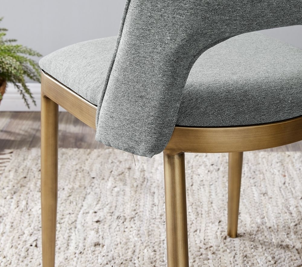 Product photograph of Clearance - Morgan Brass And Grey Linen Fabric Dining Chair Sold In Pairs - Fss13419 from Choice Furniture Superstore.