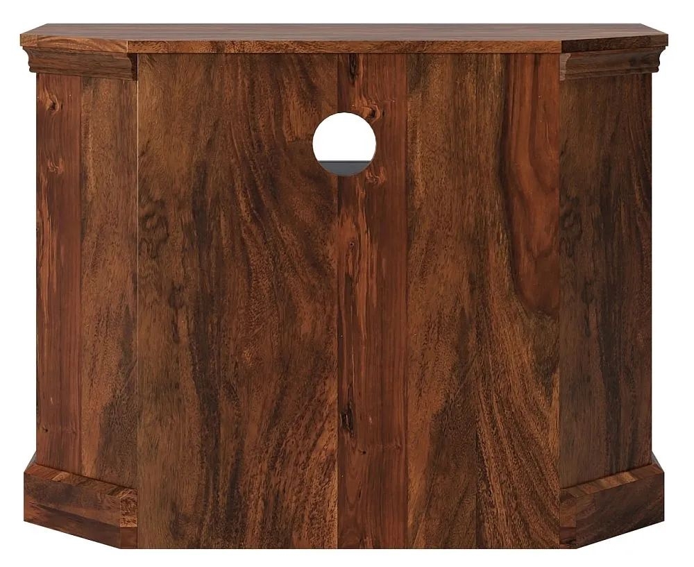 Product photograph of Maharani Sheesham Tv Unit Indian Wood Corner Cabinet 80cm Stand Upto 30in Plasma Tv Lattice Jali Design - 2 Door from Choice Furniture Superstore.