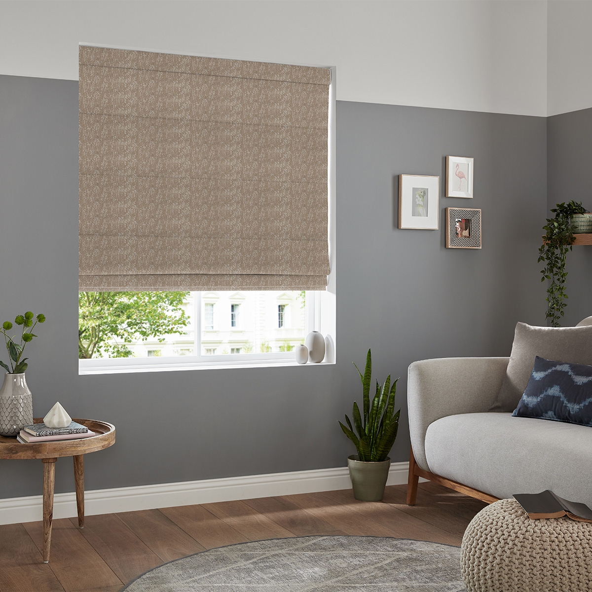 Product photograph of Grant Taupe Roman Blind from Choice Furniture Superstore.
