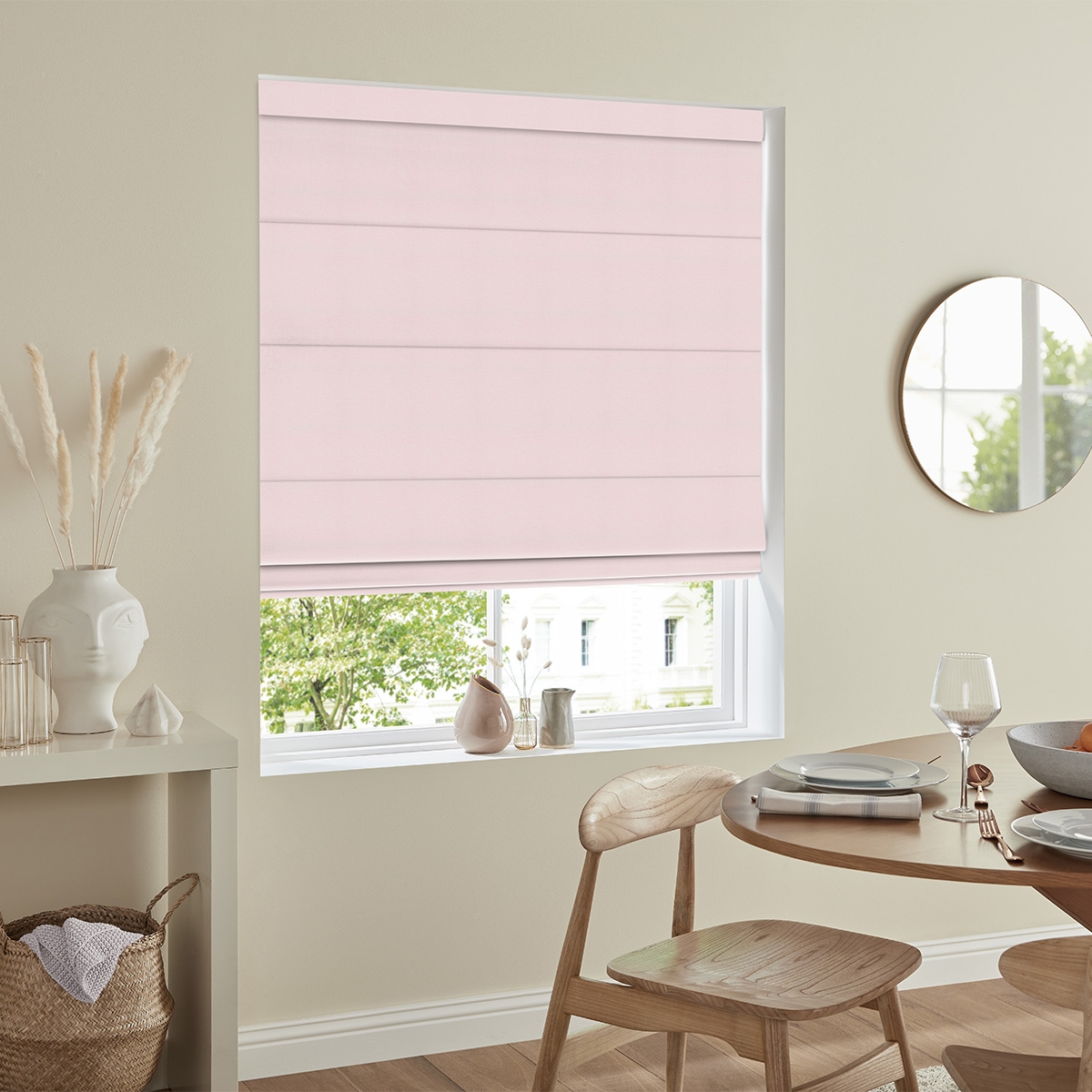 Product photograph of Riyad Rose Roman Blind from Choice Furniture Superstore.