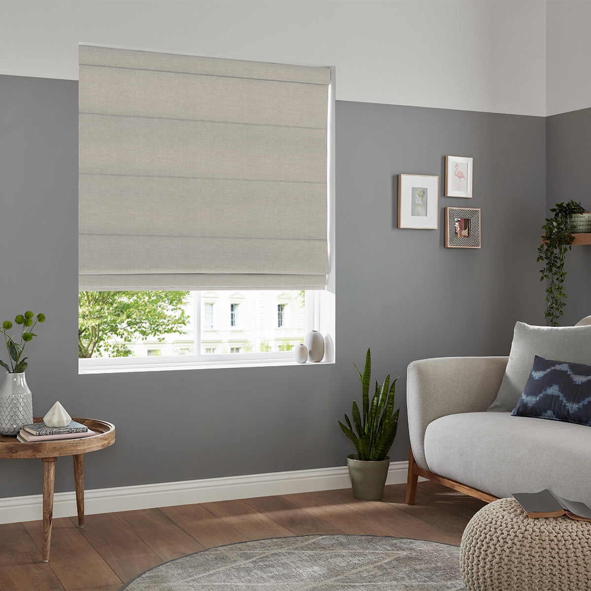 Product photograph of Riyad Stone Roman Blind from Choice Furniture Superstore.