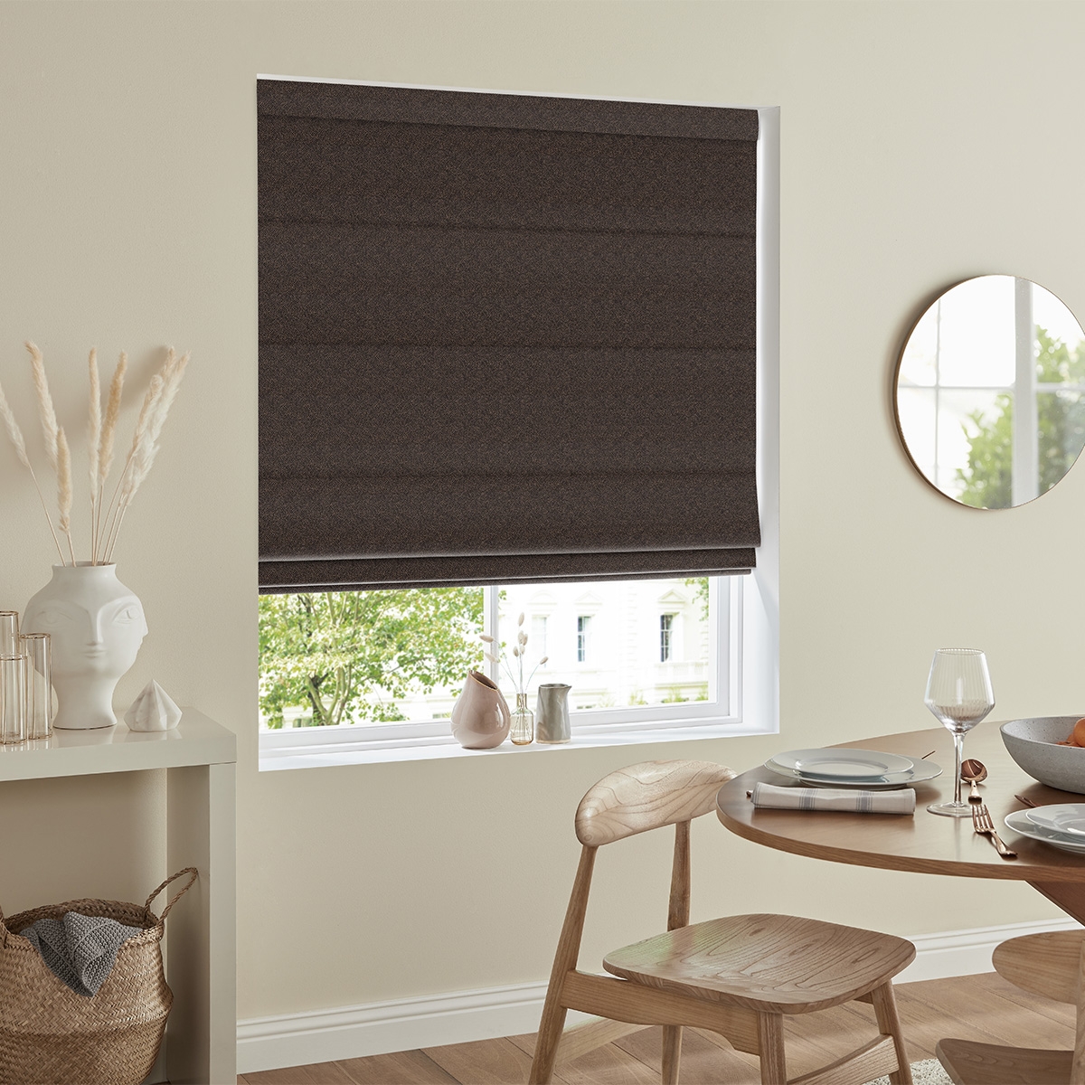 Product photograph of Mata Chocolate Roman Blind from Choice Furniture Superstore.