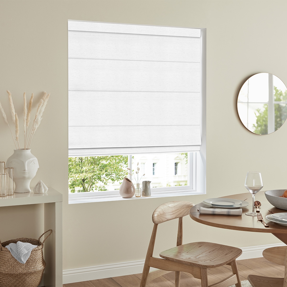 Product photograph of Dier White Roman Blind from Choice Furniture Superstore.