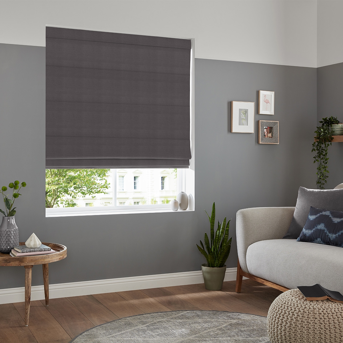 Product photograph of Dier Slate Roman Blind from Choice Furniture Superstore.