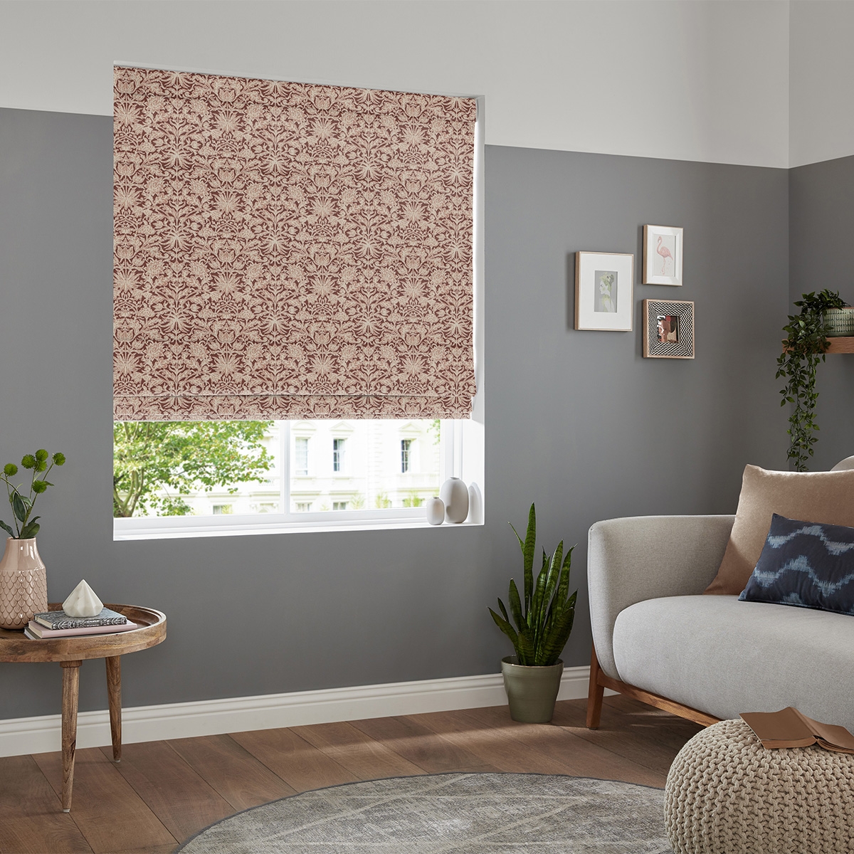 Product photograph of Nunez Claret Roman Blind from Choice Furniture Superstore.