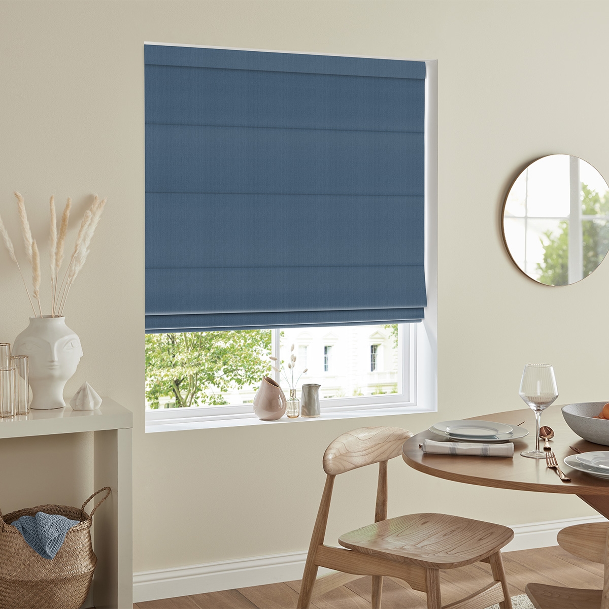 Product photograph of Romero Denim Roman Blind from Choice Furniture Superstore.