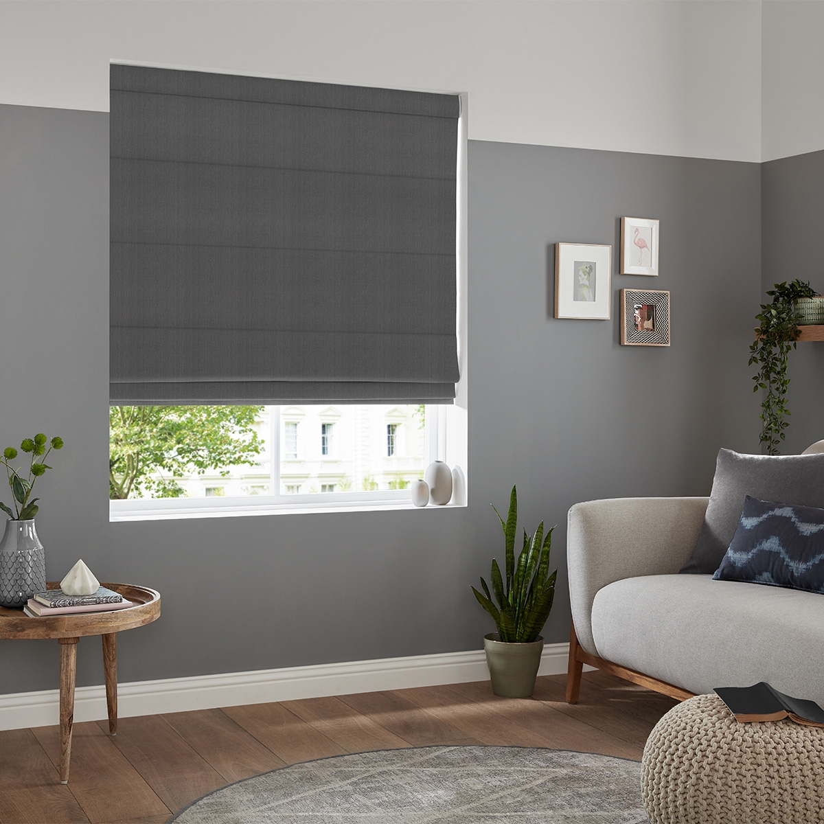 Product photograph of Romero Charcoal Roman Blind from Choice Furniture Superstore.