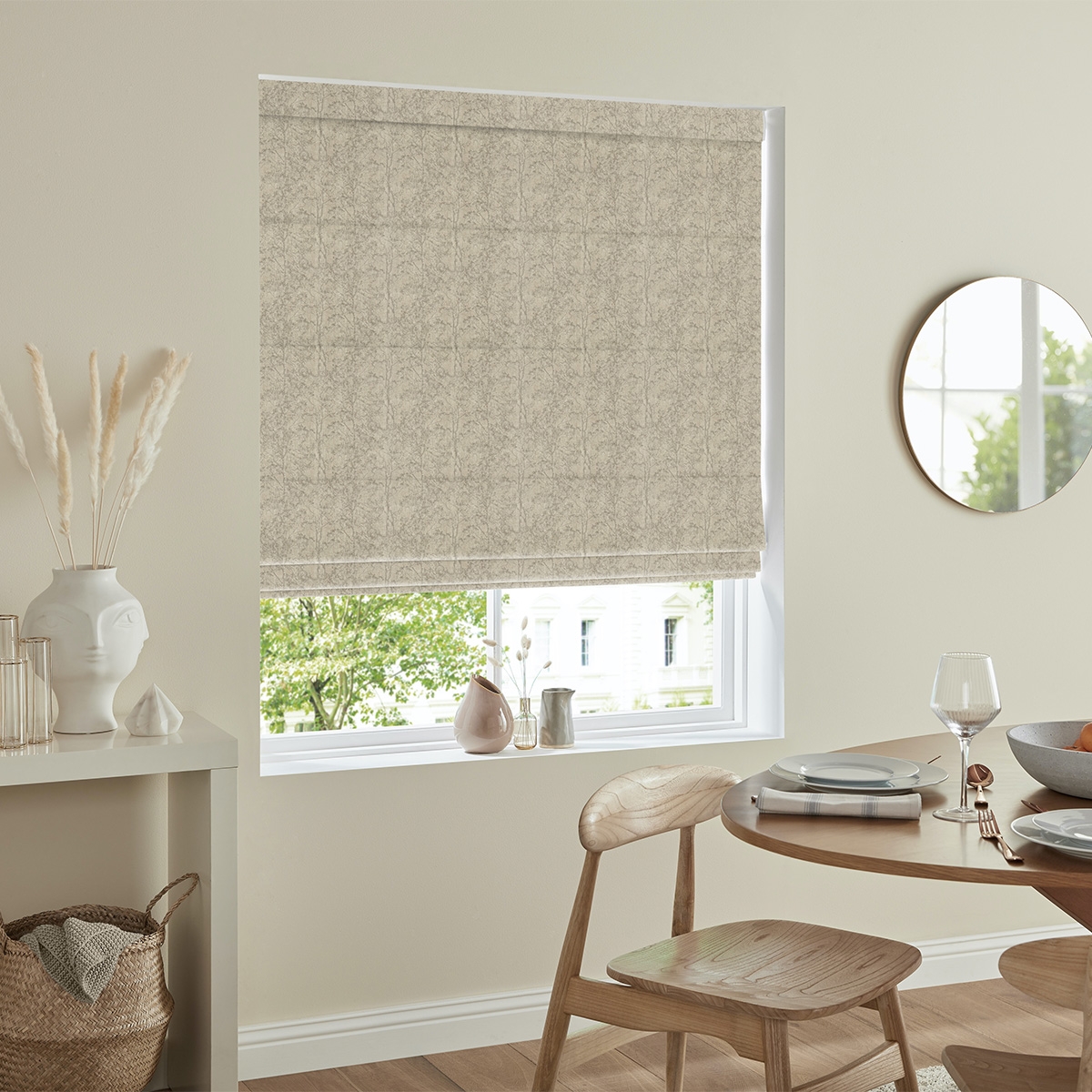 Product photograph of Sami Oyster Roman Blind from Choice Furniture Superstore.
