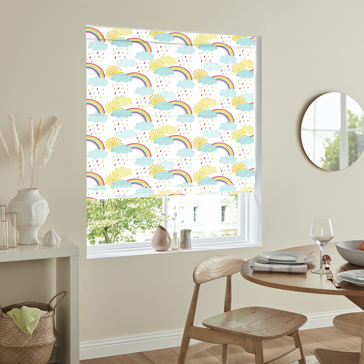 Product photograph of Rainbow Skies Multi Roman Blind from Choice Furniture Superstore.