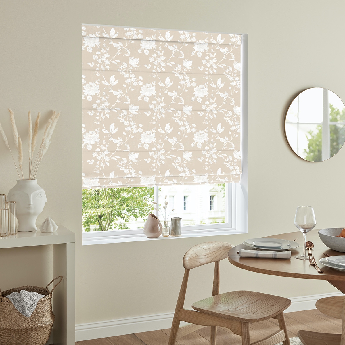 Product photograph of Booth Cream Roman Blind from Choice Furniture Superstore.