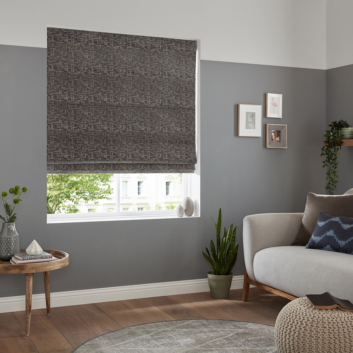 Product photograph of Leon Smoke Roman Blind from Choice Furniture Superstore.