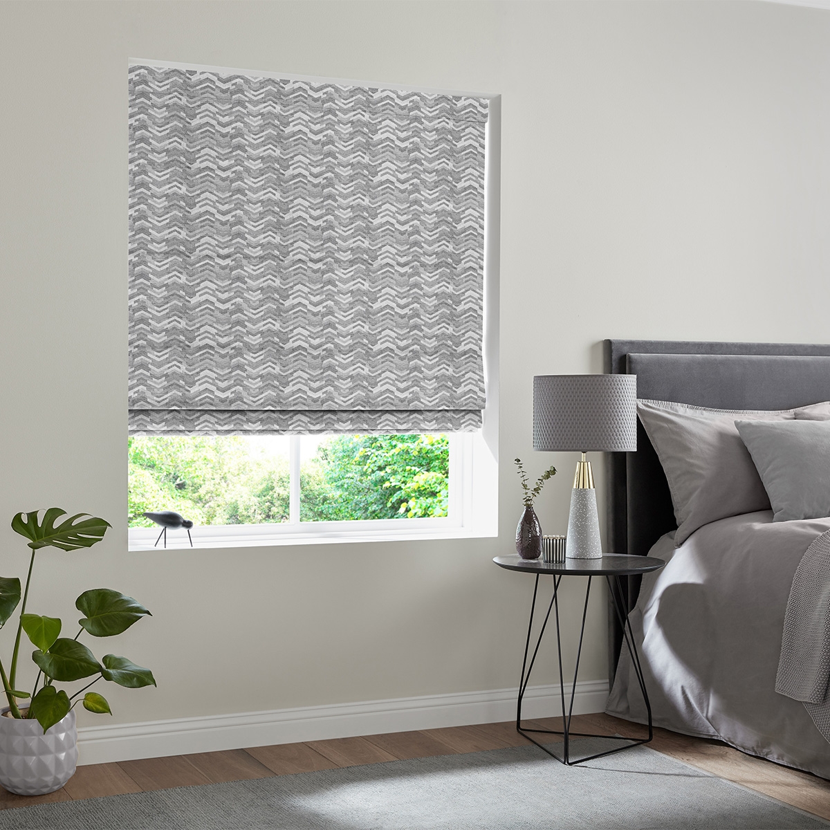 Product photograph of Diaz Silver Roman Blind from Choice Furniture Superstore.