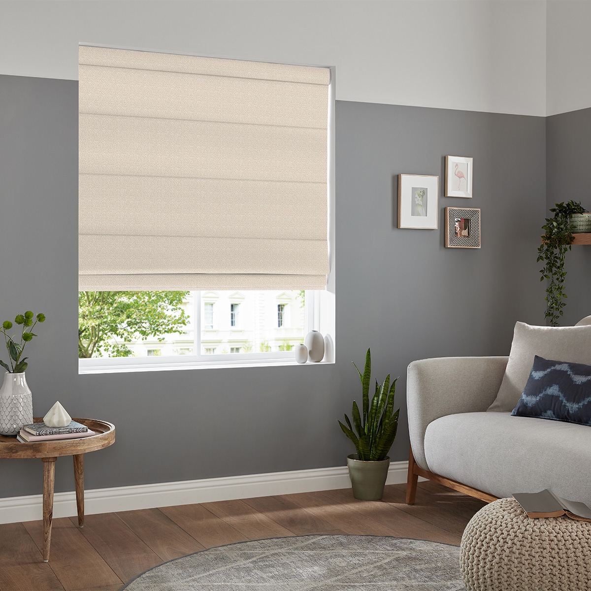 Product photograph of Lorris Champagne Roman Blind from Choice Furniture Superstore.