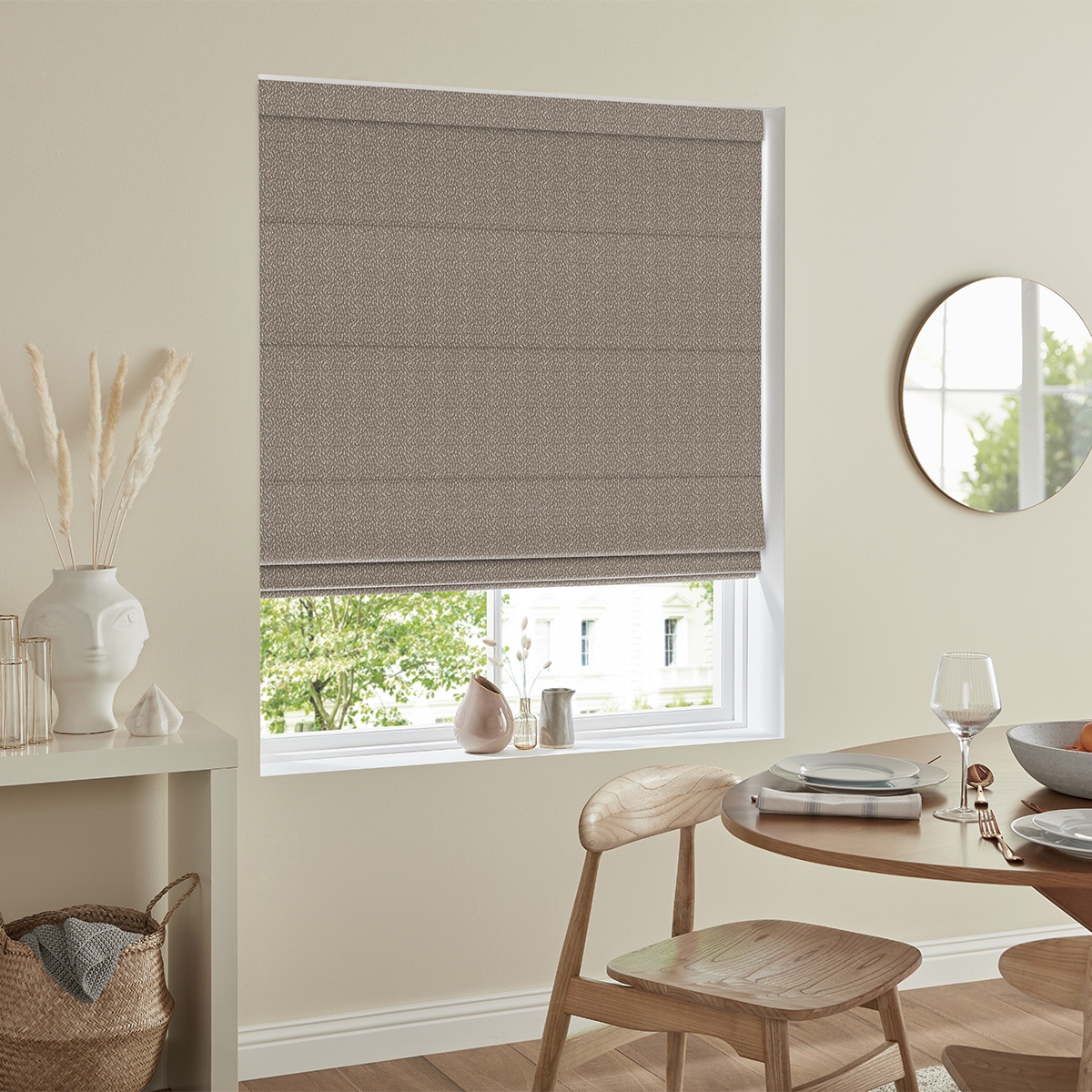 Product photograph of Kane Putty Roman Blind from Choice Furniture Superstore.
