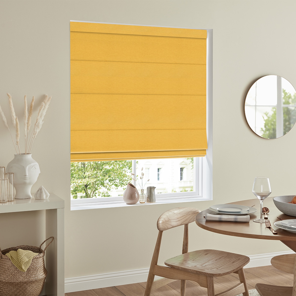 Product photograph of Riyad Buttercup Roman Blind from Choice Furniture Superstore.