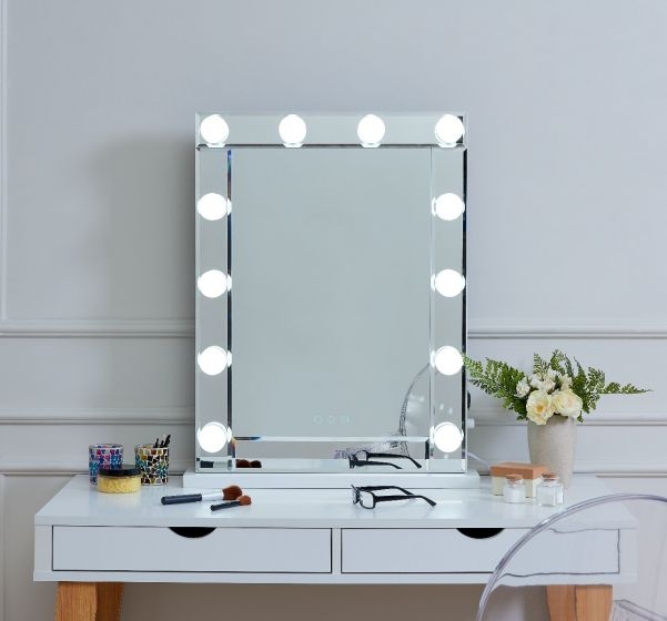 Product photograph of Kirtland White Desktop Lighting Mirror - 60cm X 120cm - Clearance E614 from Choice Furniture Superstore.